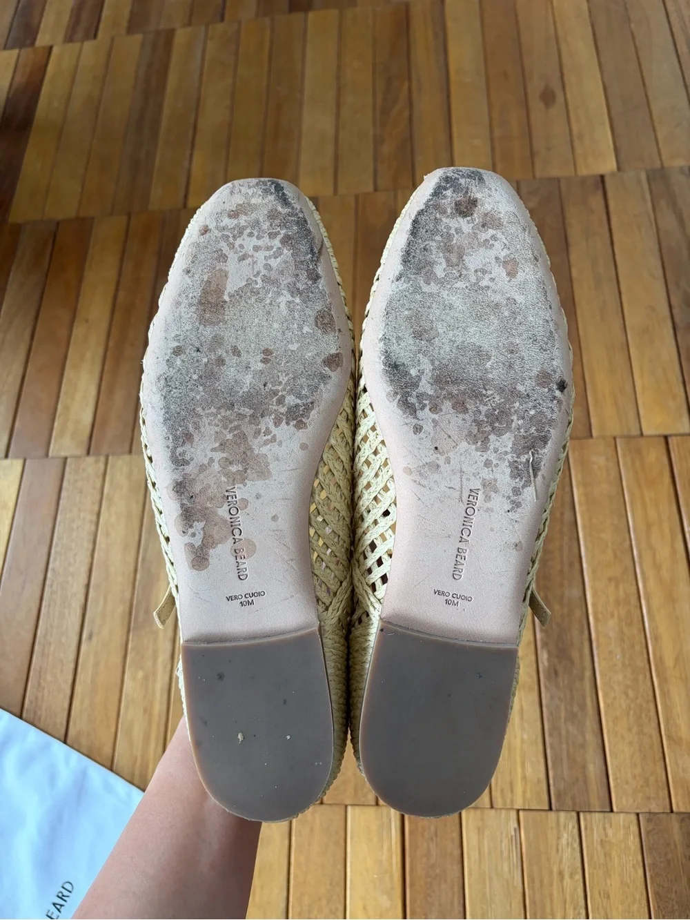Veronica Beard Natural Beige Woven Mary Jane Flats